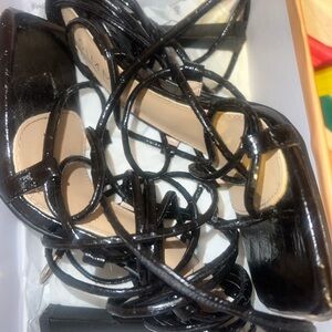 Strappy black heels